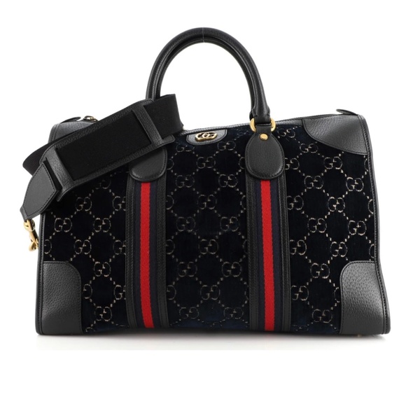 Gucci Convertible Duffle Bag GG Velvet Medium - Picture 1 of 6